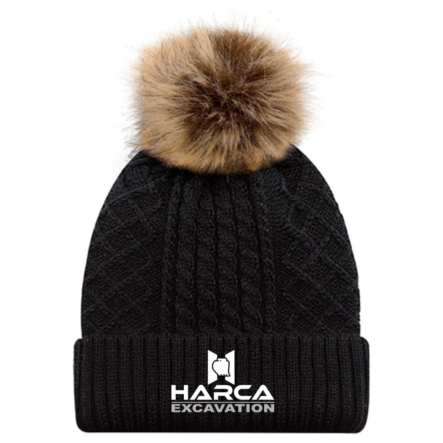 Tuque à revers avec pompon en fausse fourrure – Harca