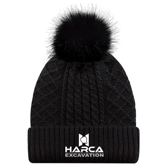 Tuque à revers avec pompon en fausse fourrure – Harca