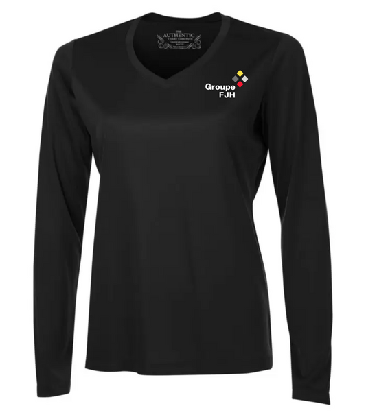 T-shirt à manches longues col en V Pro Team pour femmes – FJH