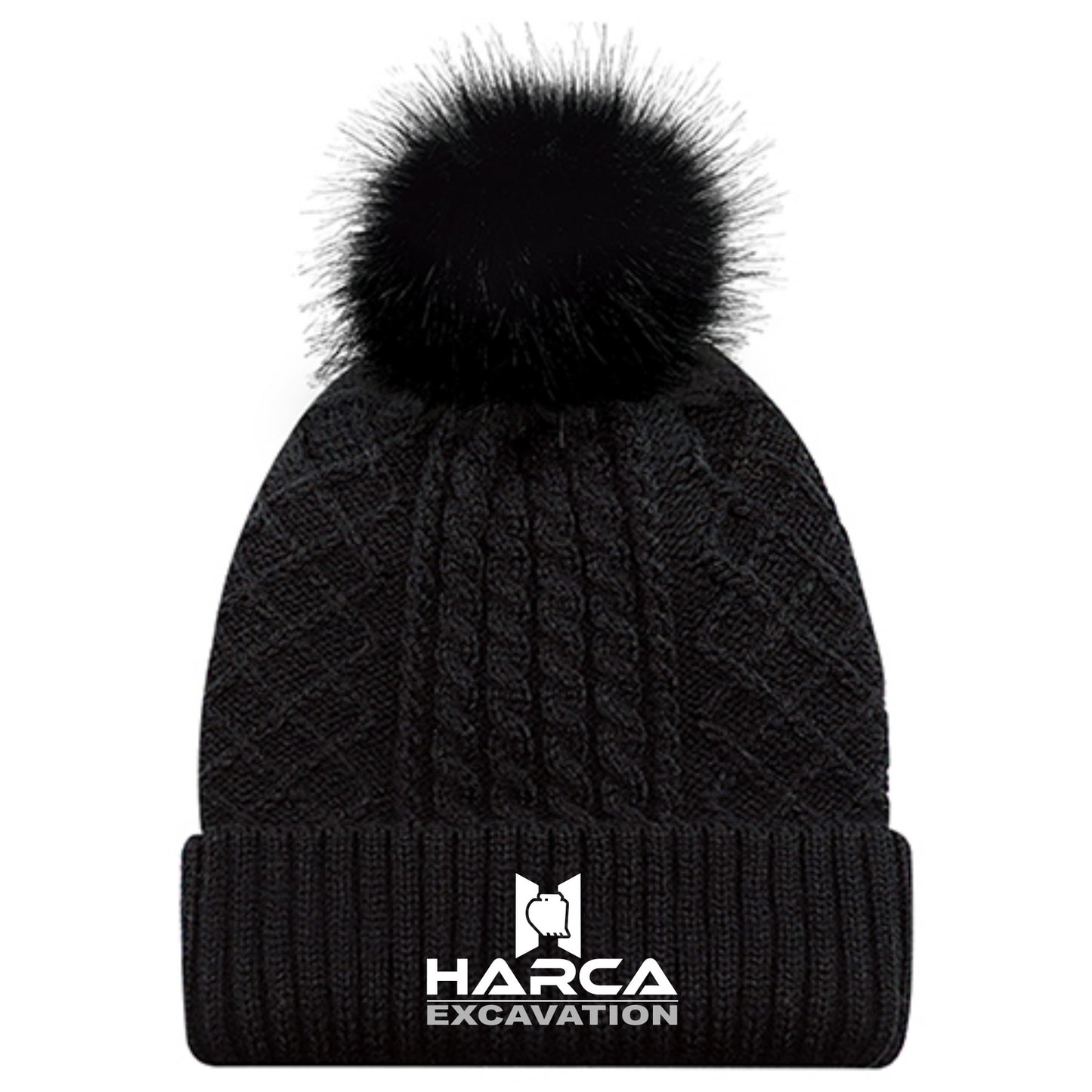 Tuque à revers avec pompon en fausse fourrure – Harca